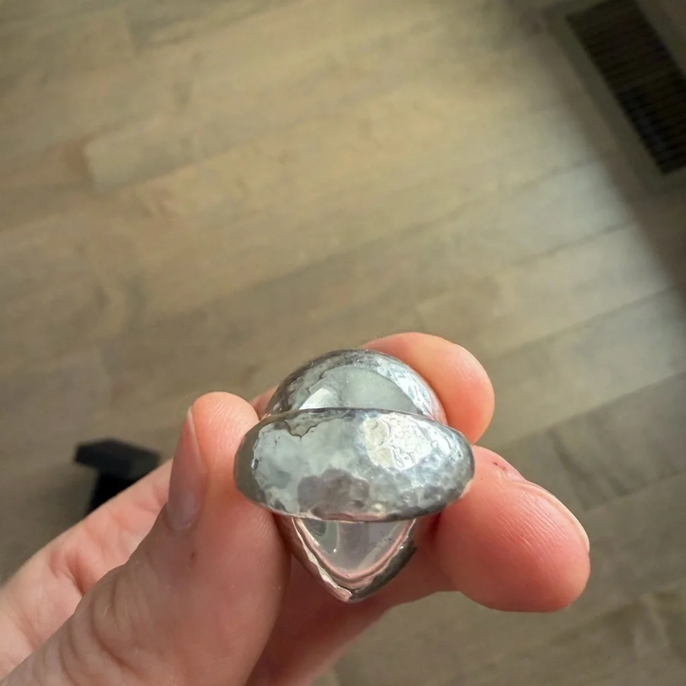 Ippolita Rock Candy Large Teardrop Silver and Aquamarine Ring size 7.5